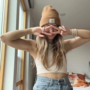 Tan Carhartt watch hat beanie